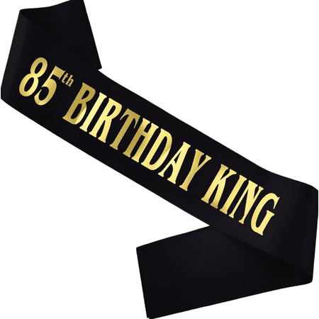 1pcs 85th Birthday King Sash, Black and Gold, Party Accessory for Sweet 85 Celebration