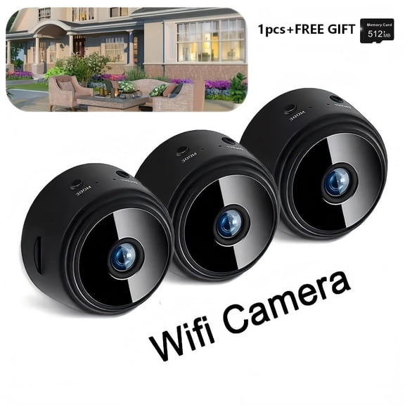 1pcs A9 Portable Wireless WiFi Indoor Security Camera, 480P Smart Home Monitoring Camera with Built-in Magnet & Rechargeable Battery, Free 512MB Memory Card Included