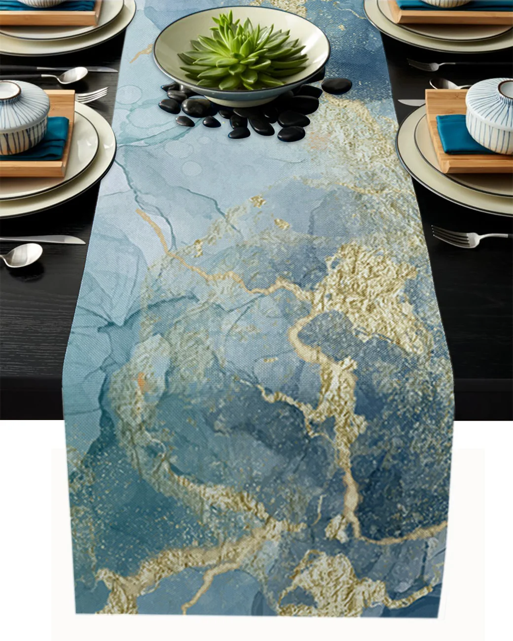 1pcs Abstract Marble Texture Modern Table Runners For Wedding Party