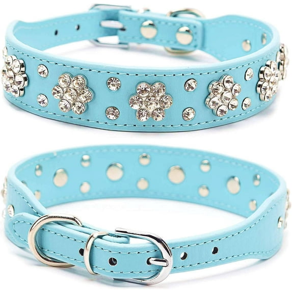 1pcs Adjustable Rhinestone Bling Dog & Cat Collar - PU Leather Collar in Various Sizes(XS ,S ,M)