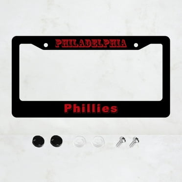 1pcs Aluminium License Plate Holder Compatible for Phillies License Plate Frames Polished Car Tag Cover Fits Standard U.S. Vehicles 12 x 6 Inches