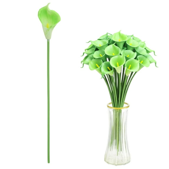 1pcs Artificial Calla Lily Silk Flowers 15" for Home Kitchen Wedding Table Decoration (Green)