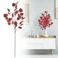 thumbnail image 1 of 1pcs Artificial Eucalyptus Leaf Stems Simulation Decorative Faux Greenery for Wedding Party Home Decor Photo Props Autumn Red, 1 of 4