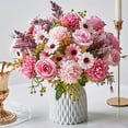 thumbnail image 1 of 1pcs Artificial Flower Plant(Without Vase) Table Decor Pink Small Fake Flowers Silk Vase Arrangements Roses,Home Decor Accents for Living Room, Bathroom Shelf, Dining Table, Office Centerpiece, 1 of 6
