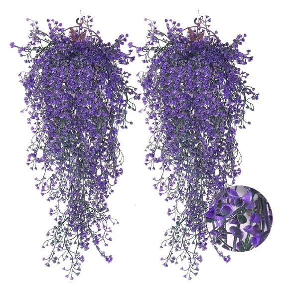 1pcs Artificial Hanging Plants Indoor Fake Hanging Plants Wall Purple Faux Ferns for Home Garden Wedding Party Indoor Outdoor Decorations
