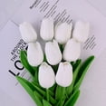 thumbnail image 1 of 1pcs Artificial Tulip Flowers Real Touch Faux Tulips Bouquet with Pu Texture Home indoor Decoration Floral Arrangement for Party Wedding,White, 1 of 8