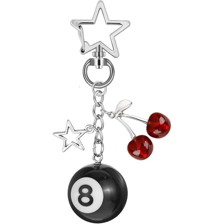 1pcs Ball Keychain, Aesthetic Keychain Bag Charms with Key Ring Decor for Bag, Purse, Car Keys, Handbags(Red)