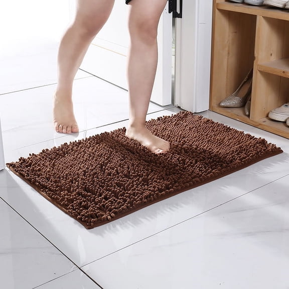 1pcs Bathroom Rugs Mat 31.4x19.6 inch Non Slip Chenille Bath Mats Bath Rugs for Bathroom Shower Coffee