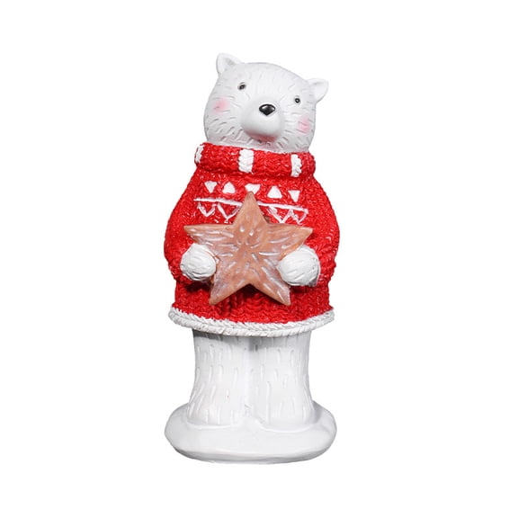 1pcs Bear With Star Figurine Statues, Christmas Bear With Star Resin Ornaments for Home Decor Accents Living Room Office Bookself Tabletop Mantle Christmas Decoration