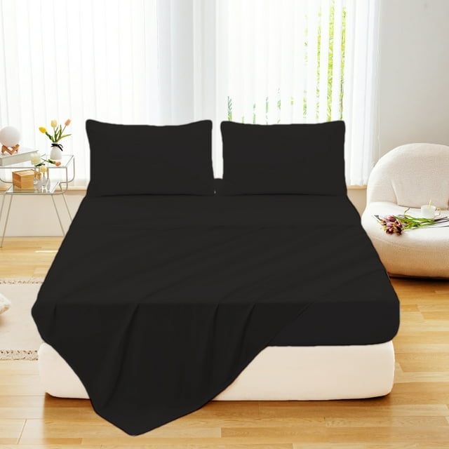 1pcs Bed Flat Sheet Double Bed Plain Solid Color Top Sheets Queen Size