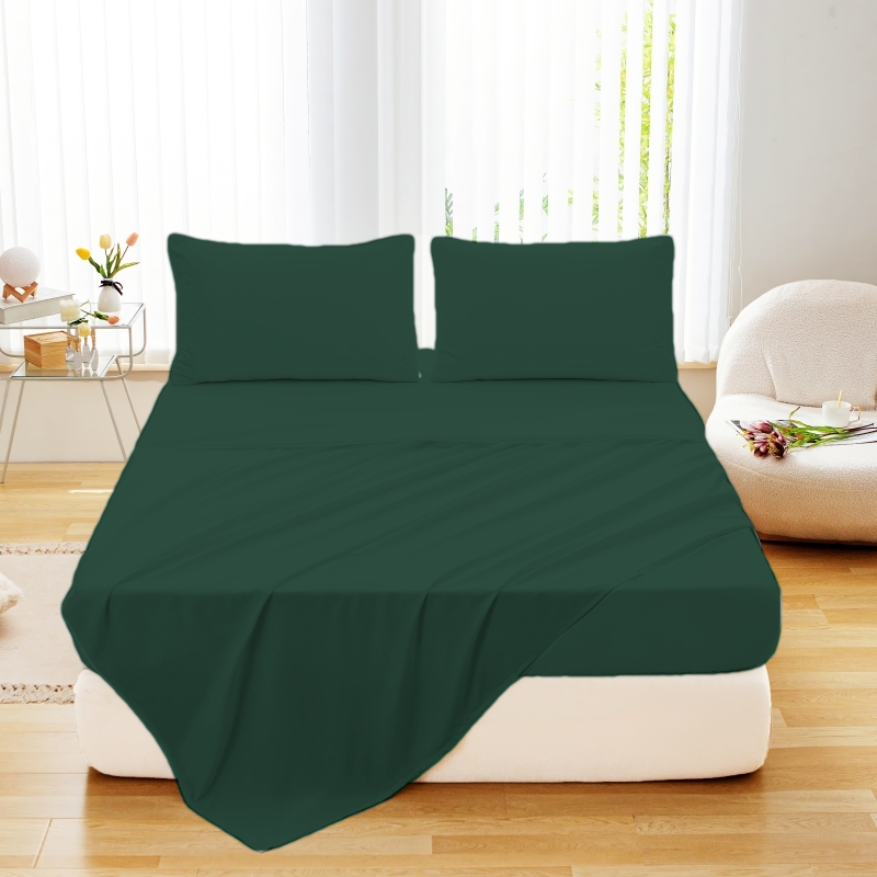 1pcs Bed Flat Sheet Double Bed Plain Solid Color Top Sheets Queen Size