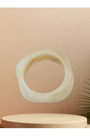 1pcs Beige Asymmetrical Beige Acrylic Bangle, Semi-Transparent Modern