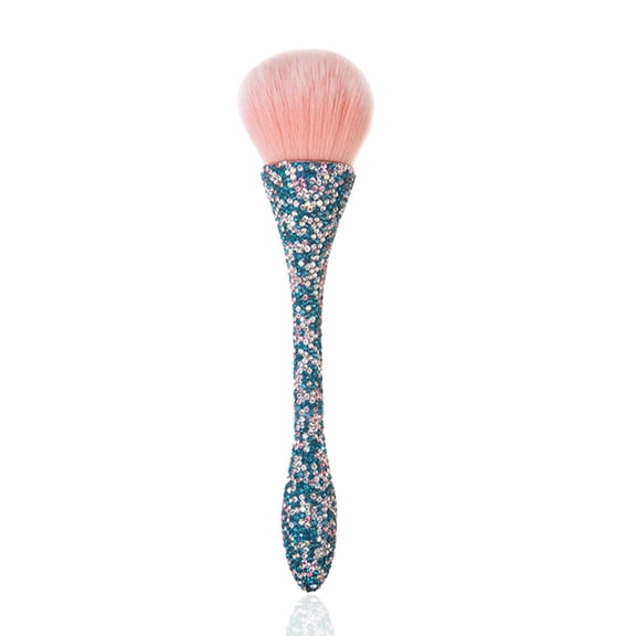 1pcs Blue Shiny Rhinestone Nail Art Dust Brushes For Acrylic Nails Powder Remover Brushes Loose Face Cosmetics Blending Liquid Foundation Powder Make Up Brushes Nail Trimming Cleaning Tools