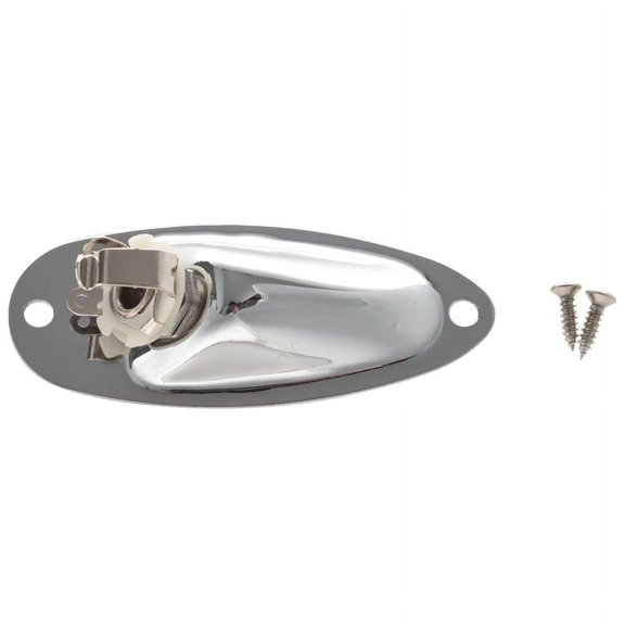 1Pcs Boat Guitar Jack 1/4 Inch Input Output Plate Socket 6.35mm Chrome Silver for Style Parts