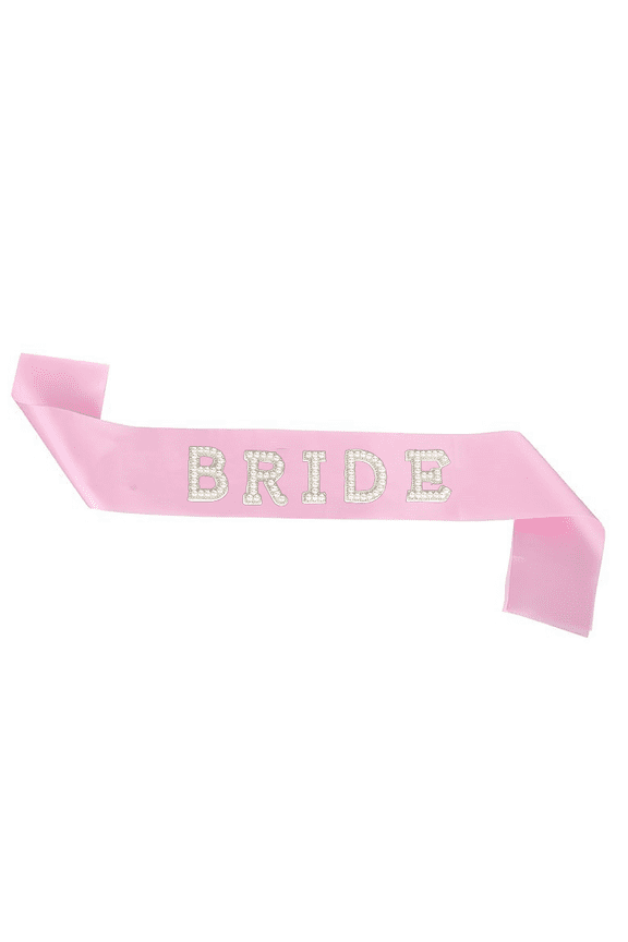1pcs Bride Sash, Pink Satin with Rhinestone Letters, Bachelorette Party Accessory
