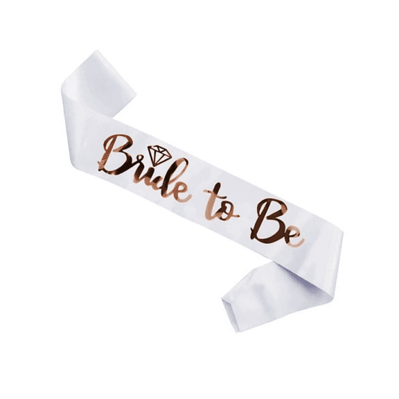 1pcs Bride to Be Sash, White with Rose Gold Lettering, Bachelorette Party Accessory