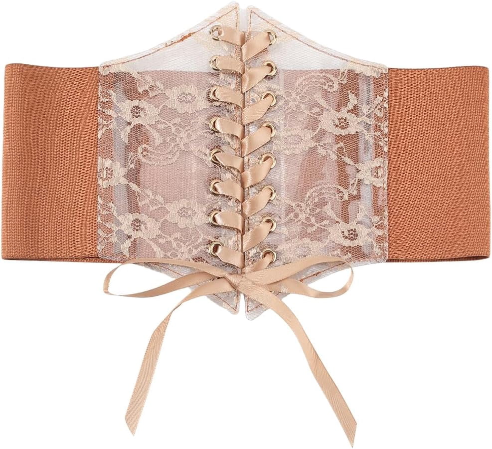 1pcs Brown Leather Cinch Corset Lace Waist Belt Vintage Boho  display picture 2