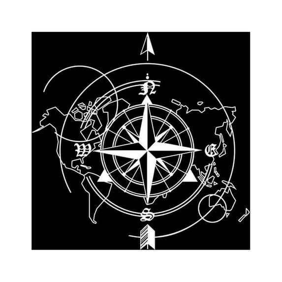 1pcs Camper Trailer Truck Travel Compass World Map Graphics Car Sticker Geometric Rose Hood Vinyl Map Decoration Accessories