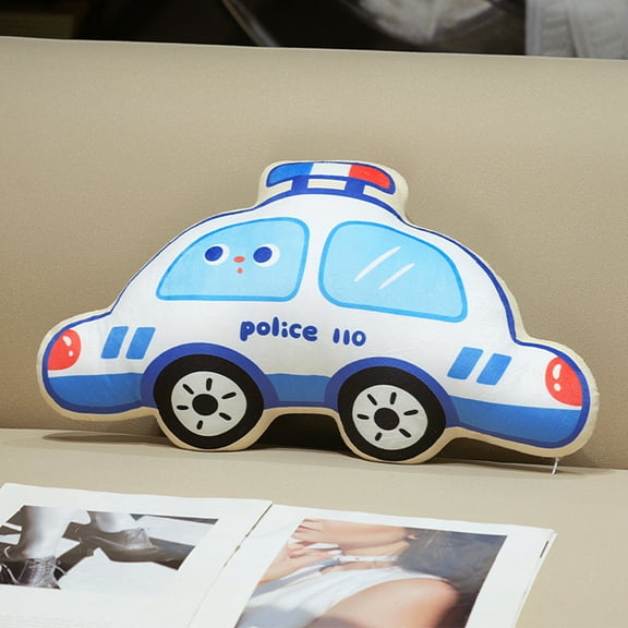 1pcs Car Plush Toy Soft Stuffed Car Plush Pillow Toy CuteTractor Cartoon Throw Pillow Plushie Gifts for Birthday Christmas Party50 * 28cm White Police Car