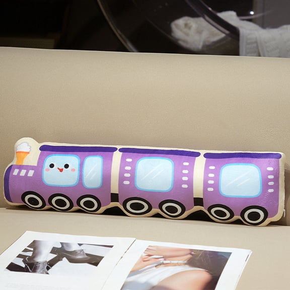 1pcs Car Plush Toy Soft Stuffed Car Plush Pillow Toy CuteTractor Cartoon Throw Pillow Plushie Gifts for Birthday Christmas Party60 * 17cm Purple Train