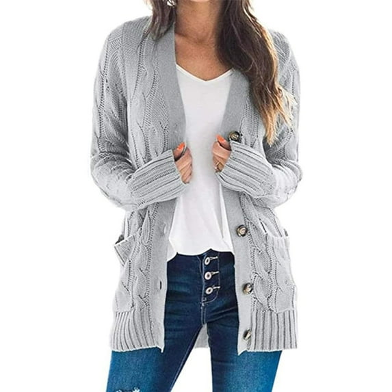 1pcs Cardigan Hooded Jacket--Grey--M
