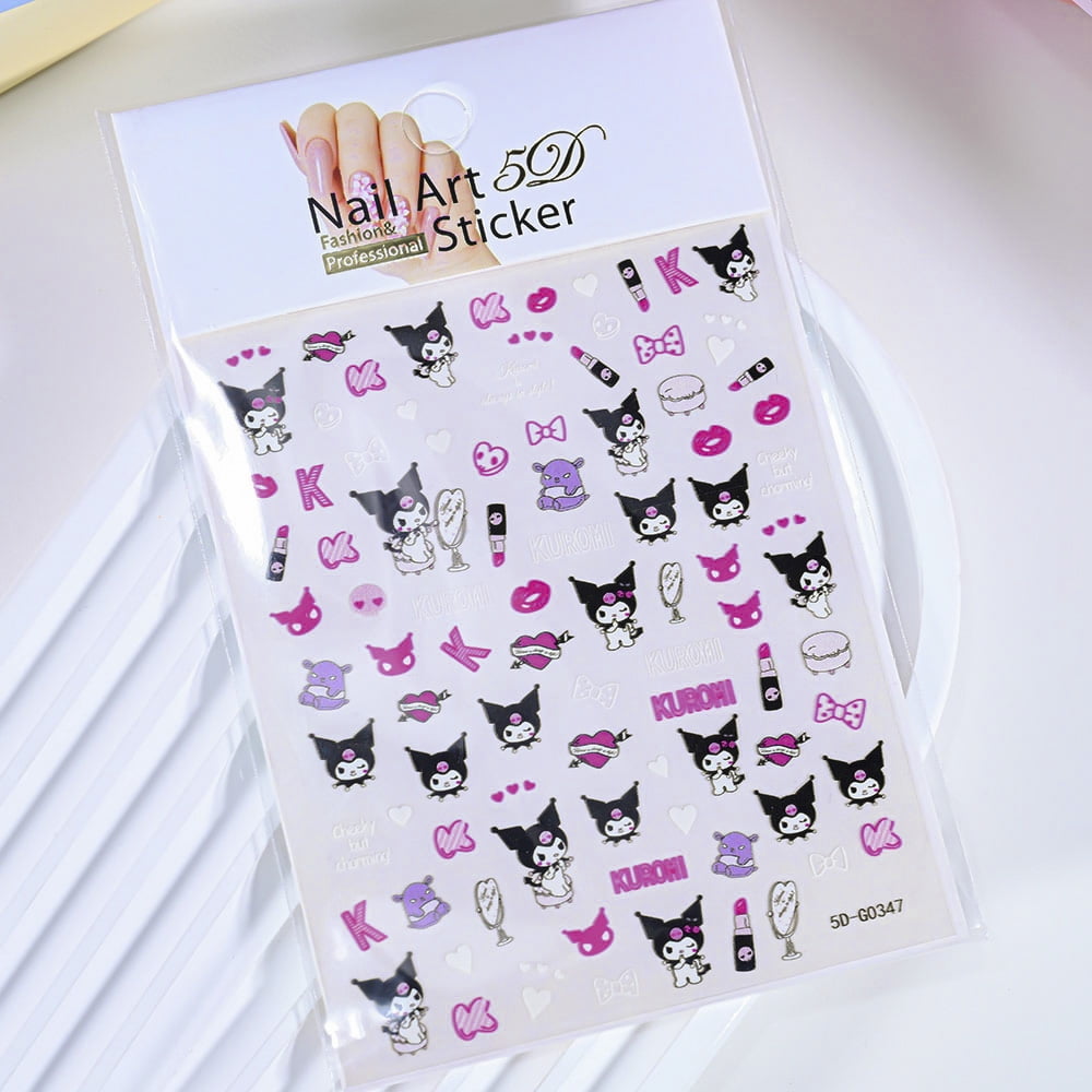 1pcs Cartoon Mini Stitch Angel Nail Stickers Multiple Expressions Cute Stitch 3D Nail Decal Sliders Anime Nail Art Decorations &