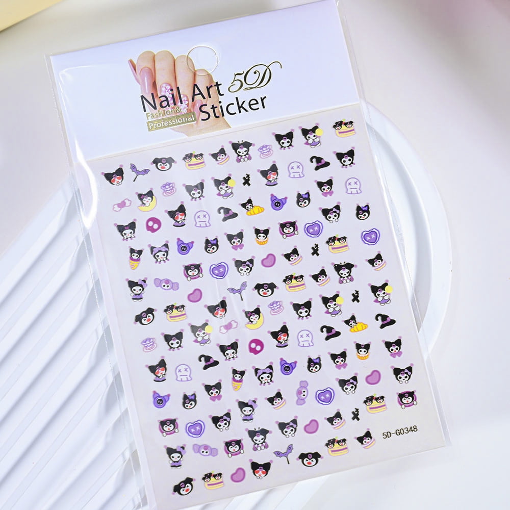 1pcs Cartoon Mini Stitch Angel Nail Stickers Multiple Expressions Cute Stitch 3D Nail Decal Sliders Anime Nail Art Decorations &