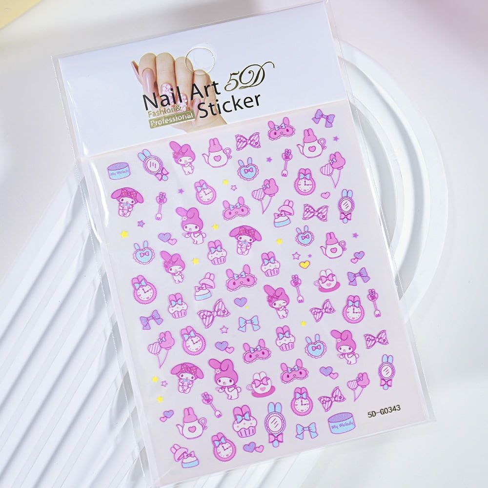 1pcs Cartoon Mini Stitch Angel Nail Stickers Multiple Expressions Cute Stitch 3D Nail Decal Sliders Anime Nail Art Decorations &