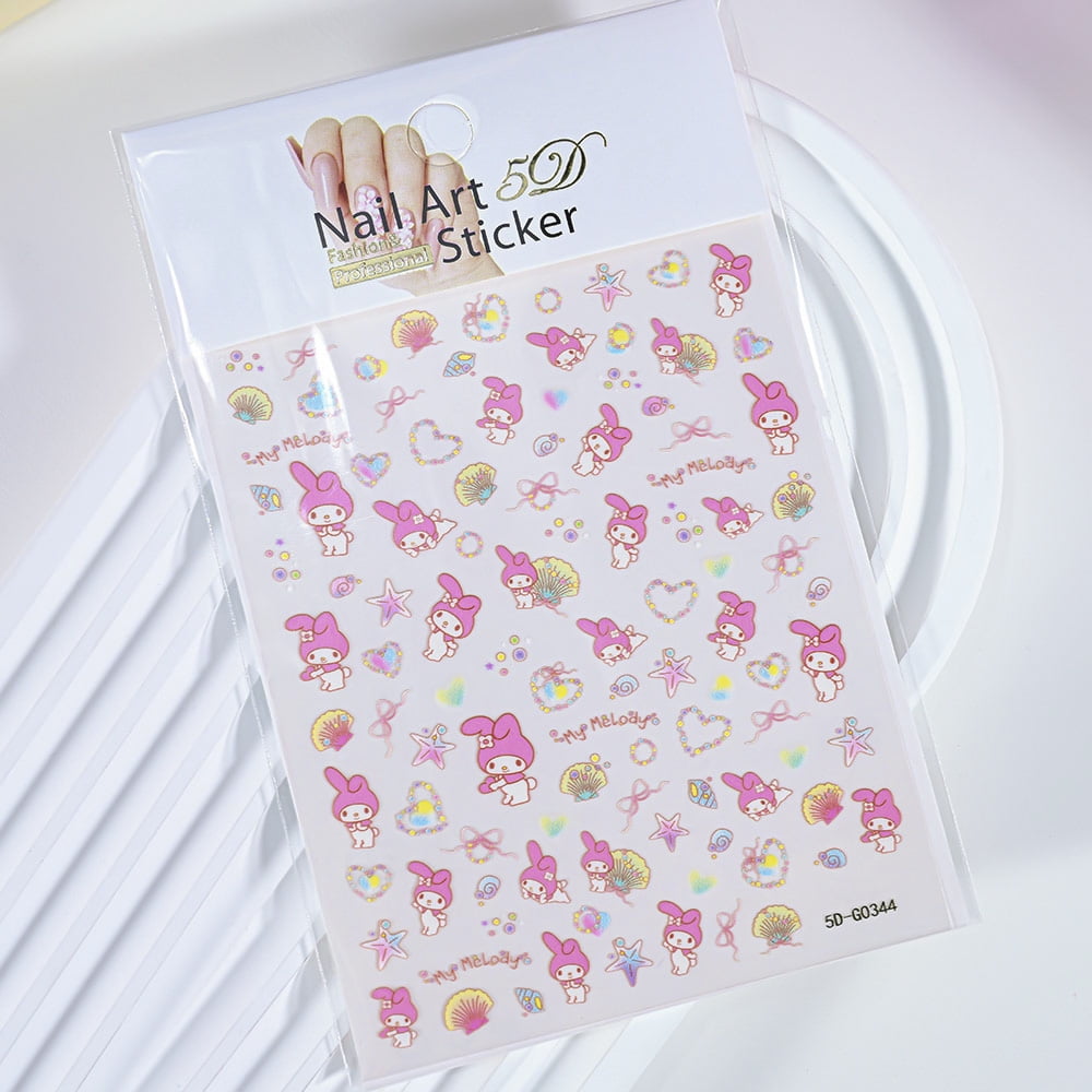 1pcs Cartoon Mini Stitch Angel Nail Stickers Multiple Expressions Cute Stitch 3D Nail Decal Sliders Anime Nail Art Decorations &