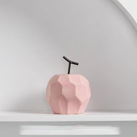 1pcs Ceramic Apple Statue Ornaments Minimalist Small Fruit Figurine for Xmas Bookshelf Home Art DecorationPink
