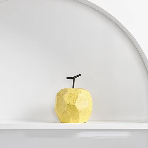 1pcs Ceramic Apple Statue Ornaments Minimalist Small Fruit Figurine for Xmas Bookshelf Home Art DecorationYellow