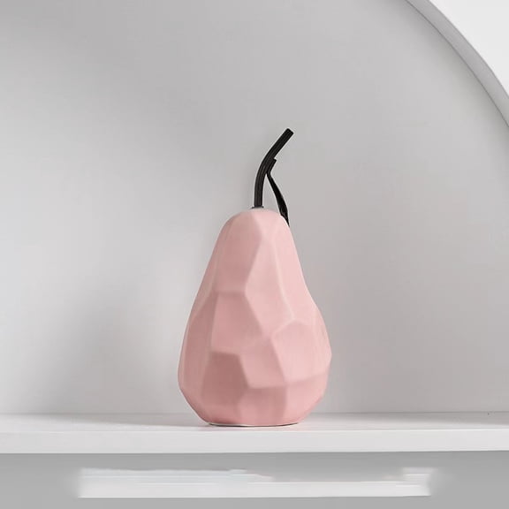 1pcs Ceramic Pear Statue Ornaments Minimalist Small Fruit Figurine for Xmas Bookshelf Home Art DecorationPink