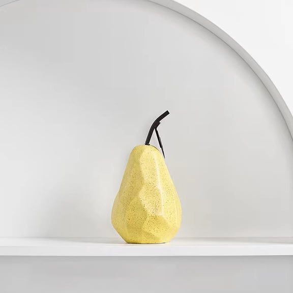 1pcs Ceramic Pear Statue Ornaments Minimalist Small Fruit Figurine for Xmas Bookshelf Home Art DecorationYellow