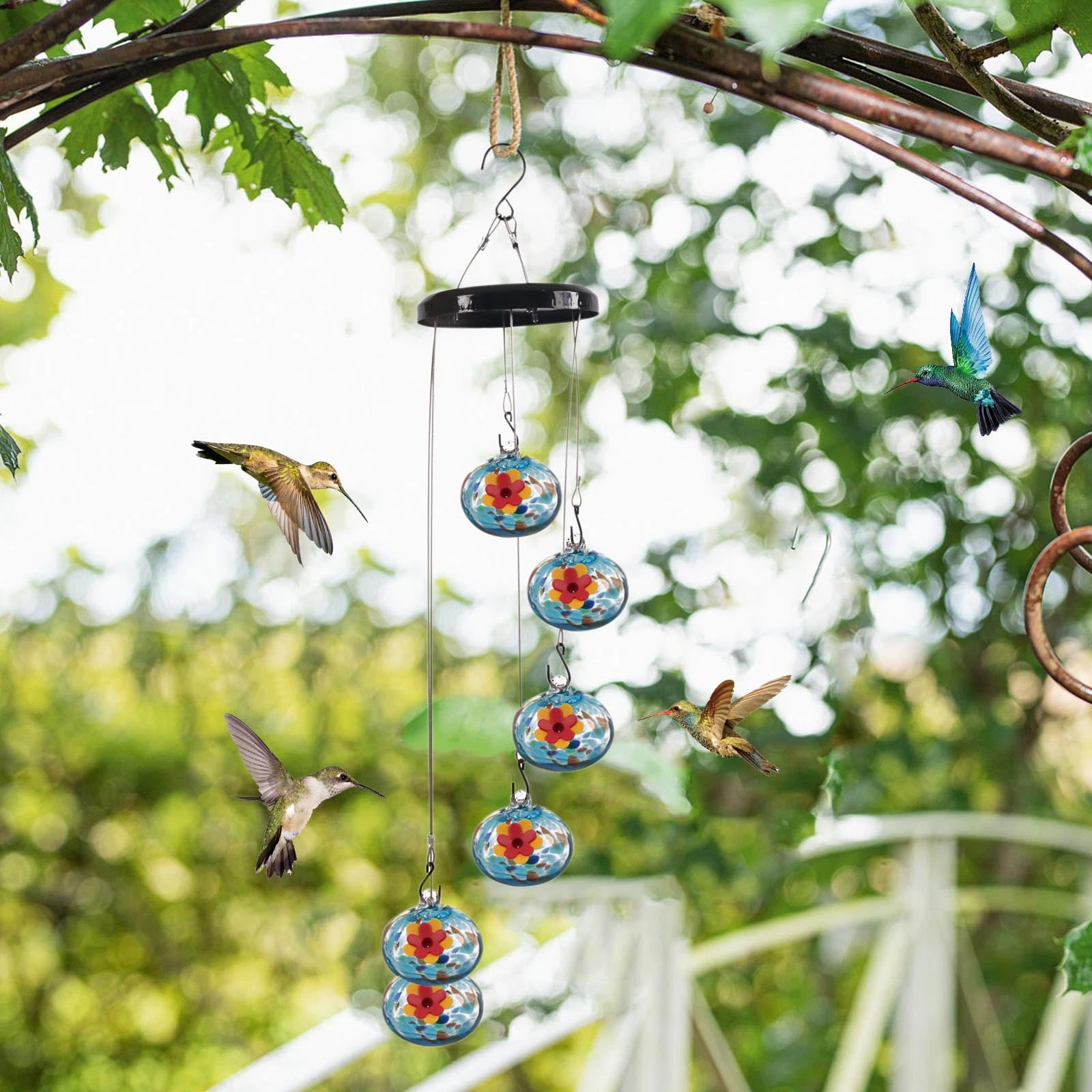 1pcs Charming Wind Chimes Hummingbird feeders for Outdoors Hanging ant and bee Proof,Never Leak,Perfect Garden Decor for Outside