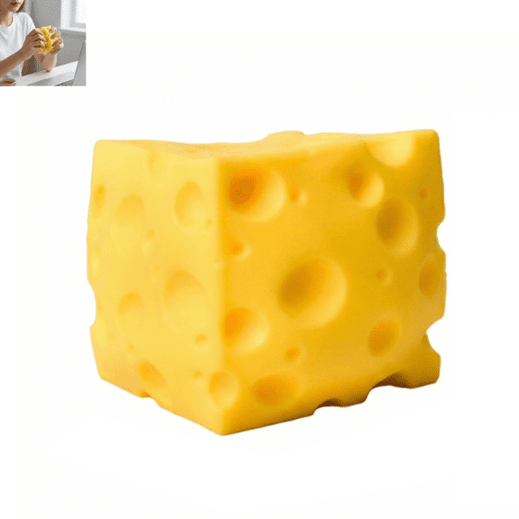 1pcs Cheese Squishy Stress Ball Toys, Cheese Squishies Stress Relief Soft Novelty Toy, Food-themed Fidget Toy, Gift for Kids 1.9"