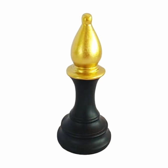 1pcs Chess Statue Decor PieceDecorative Resin Sculpture - Large Game Figure Decoration Ornament for Home, Office, Study - Black Small Bishop