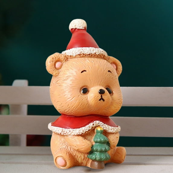 1pcs Christmas Animal Cake Toppers Adorable Resin Ornaments for Holiday Baking Featuring Sheep Elephant Dog Cat and for Cupcake and Mousse Decorations Brown1