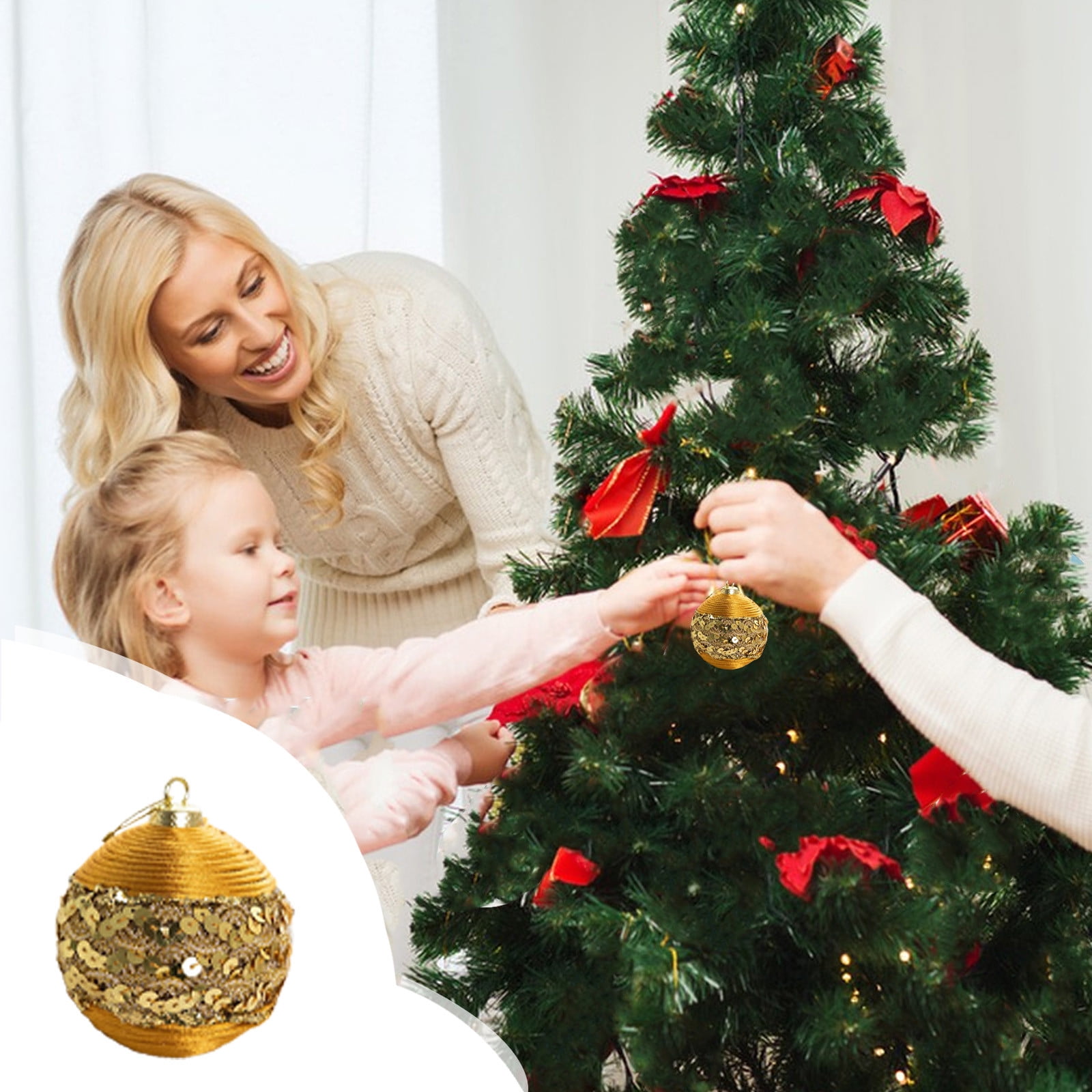 1pcs Christmas Balls Set, CXALSSY Unbreakable Christmas Balls on Sale, Gold Plastic XMAS Tree