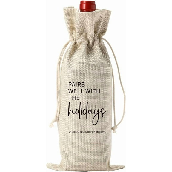 1pcs Christmas Holiday Party Wine Bag Gifts for Her Him, Party Hostess Gift Christmas Gift Ideas Pairs Well With the Holiday