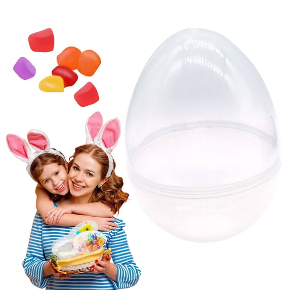 1pcs Clear Fillable Egg Plastic Egg Ball DIY Painting Easter Egg to Fill Artificial Flower,Candy,Chocolate Baubles Great Easter Party,3.5*4.7 IN