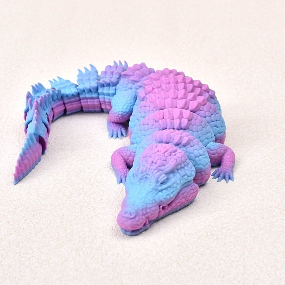1pcs Color 2 (Sorted Color Random) Orange 21cm 3D Printed Crocodile Figurine Dragon