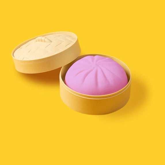 1pcs Colorful Dumpling Stress Balls, Handmade Pressure Relief Balls, Squishy Big Bun Squeeze Dough Ball Stress Relief Fidget (10cm,Purple)