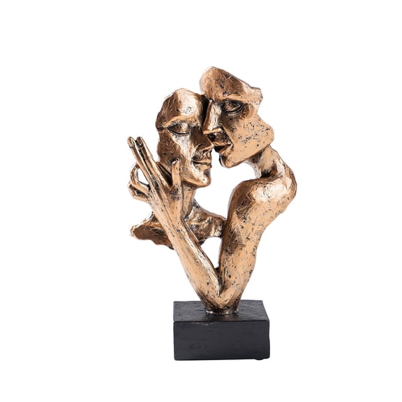 1pcs Couples Figurine Abstract Statue Couple Sculpture Nordic Couples with Kiss Shape Design for Desktop Bedroom Ballroom Ornament,Copper Color-Style 2