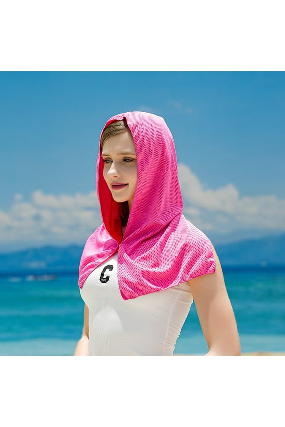 1pcs Cropped Sun Shawl UV Sun Protection,Beach Travel Scarf Wrap Summer Swimsuit Cover Up Cooling Blanket,Stretchable, Breathable, UV-Protective Cycling Sun Hat,Red