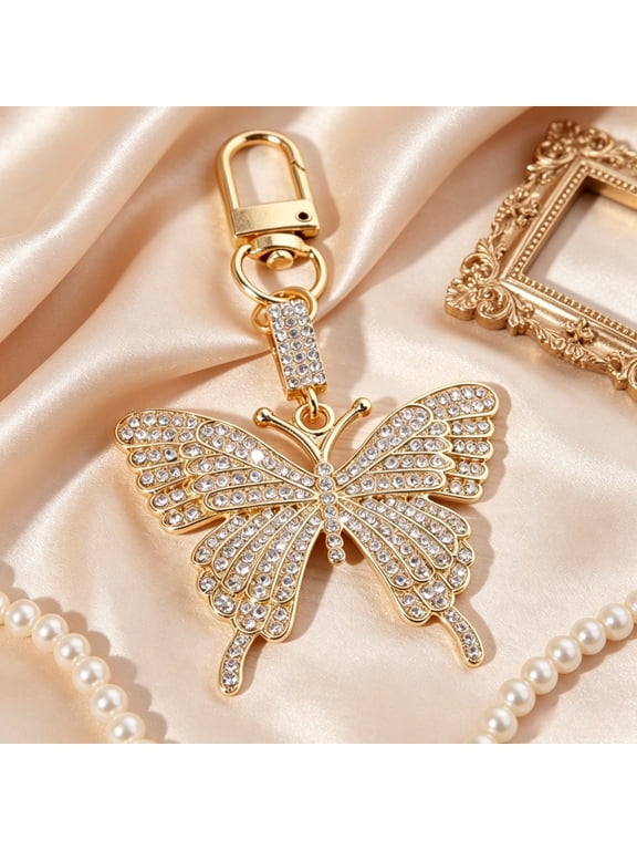 1pcs Crystal Butterfly Keychain and Alloy Bag Charm, Perfect for Your Phone, Handbag, or Keys