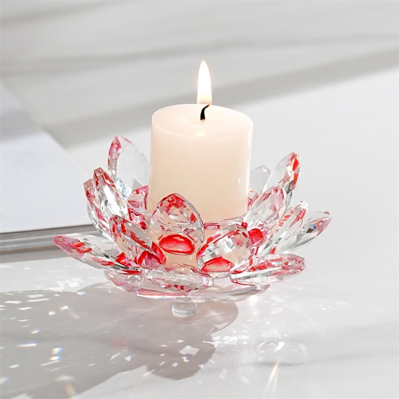 Bougeoir Lotus En Cristal PartyLite 2013 - Transparent Signé - État Occasion
