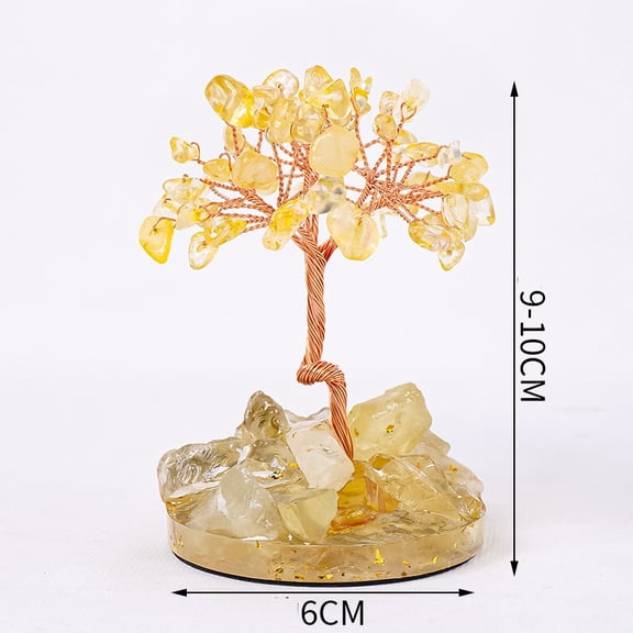 1pcs Crystal Money TreeFeng Shui Crystals for Home Office Desk Decorations, Wealth,Good LuckYellow Crystal Chips (6 Tree Heads)