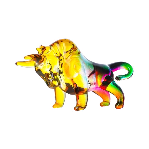 1pcs Crystal Ox Animal Figurine,Collectibles Rainbow Crystal Art Ox Decor Statue,Glass Cute Ox Decoration