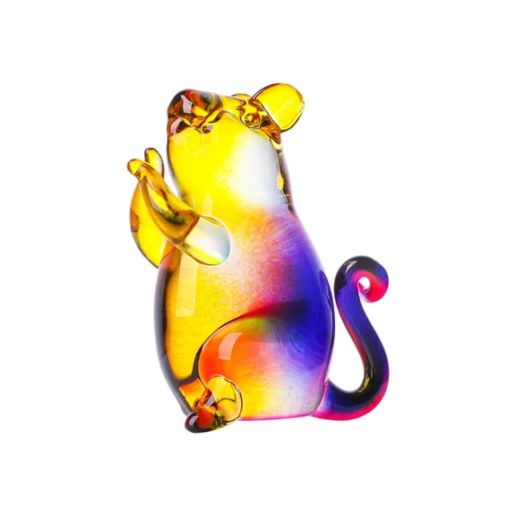 1pcs Crystal Rat Animal Figurine,Collectibles Rainbow Crystal Art Rat Decor Statue,Glass Cute Rat Decoration