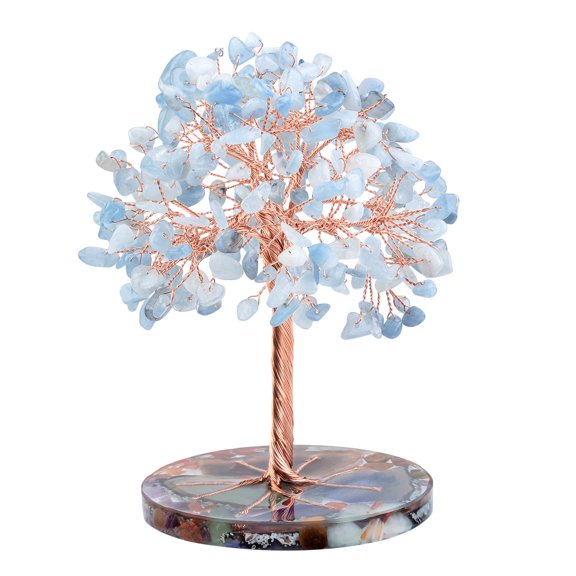 1pcs Crystal Tree Gifts for Women, Positive Energy, Wealth, Success, Meditation, Home & Office Decor, Spiritual Birthday Gifts for Mom and Loved oneBlue